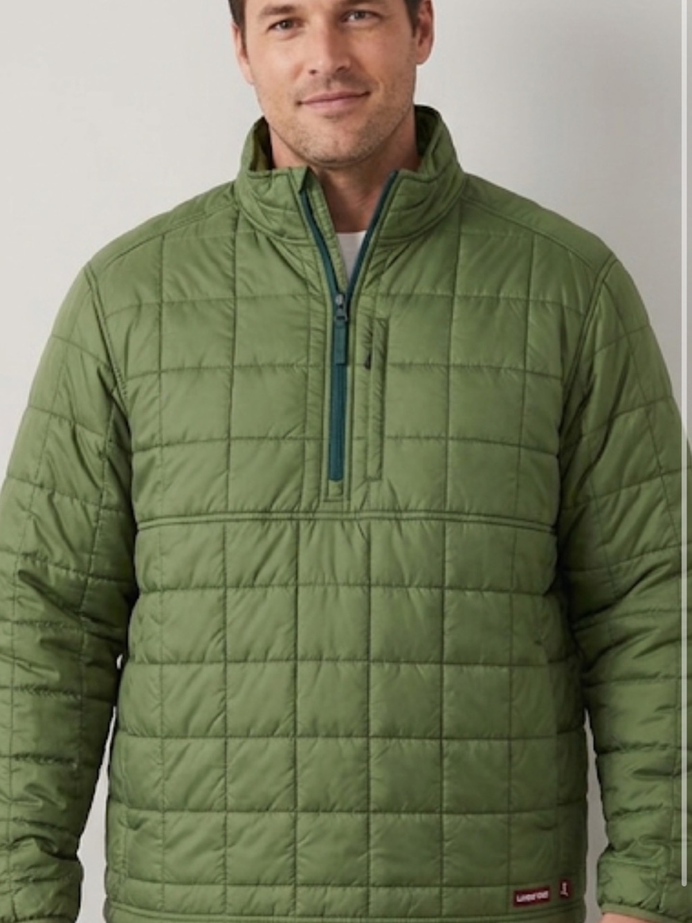 LANDS’ END Green Quilted Half-Zip Pullover Jacket Men’s XXL